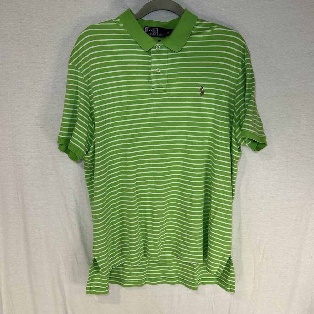 Polo Ralph Lauren Striped Pima Soft Touch Polo Shirt Green White Men Extra Large